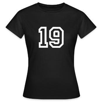 19 Collegestyle - Frauen T-Shirt - Schwarz - Vorne - AI Model Female 172 dark (172cm)
