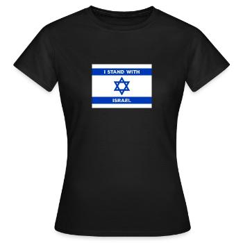 Israël, Drapeau, Drapeau, Je me tiens avec, Étoile de David - T-shirt Femme - noir - Devant - AI Model Female 172 dark (172cm)