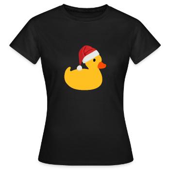 Quietscheente mit Nikolaus Mütze - Frauen T-Shirt - Schwarz - Vorne - AI Model Female 172 dark (172cm)