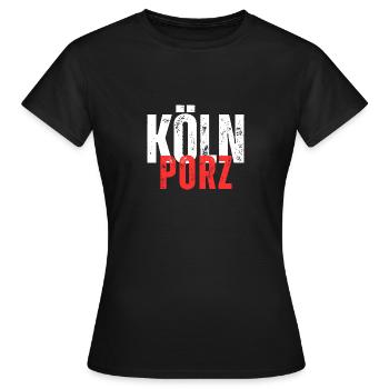 Porz weiß rot - Frauen T-Shirt - Schwarz - Vorne - AI Model Female 172 dark (172cm)
