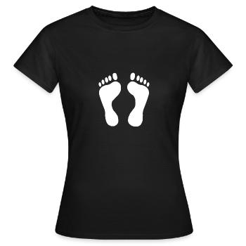 Fußabdruck Fußspur - Frauen T-Shirt - Schwarz - Vorne - AI Model Female 172 dark (172cm)