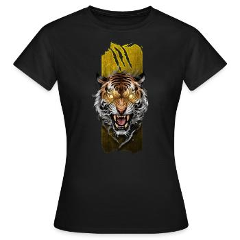 Majestätischer Zorn: Grimmig brüllender Tiger - Frauen T-Shirt - Schwarz - Vorne - AI Model Female 172 dark (172cm)