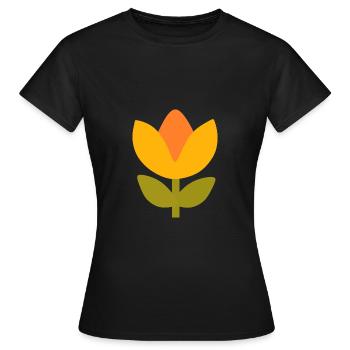 70er Jahre Blume gelb Muster Retro - Frauen T-Shirt - Schwarz - Vorne - AI Model Female 172 dark (172cm)