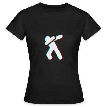 Tik Tok Filter Glitch 3D Dab Stickfigure red blue - Frauen T-Shirt - Schwarz - Vorne - AI Model Female 172 dark (172cm)