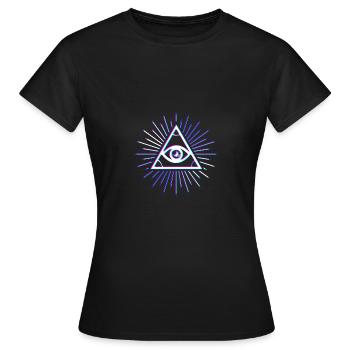 Illuminati all seeing eye blue 3d effect - Frauen T-Shirt - Schwarz - Vorne - AI Model Female 172 dark (172cm)