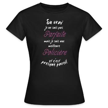 I'm the best Policewoman - Women's T-Shirt - black - Front - AI Model Female 172 dark (172cm)