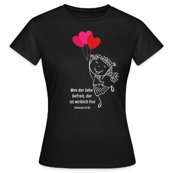 Wen der Sohn befreit, der ist wirklich frei - Frauen T-Shirt - Schwarz - Vorne - AI Model Female 172 dark (172cm)