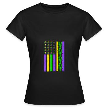 Super drapeau d’écrevisse de Mardi Gras pour Mardi Gras - T-shirt Femme - noir - Devant - AI Model Female 172 dark (172cm)