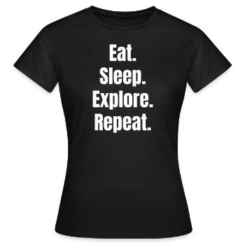 Entdeckung bei Wandern, Camping oder Sport - Frauen T-Shirt - Schwarz - Vorne - AI Model Female 172 dark (172cm)