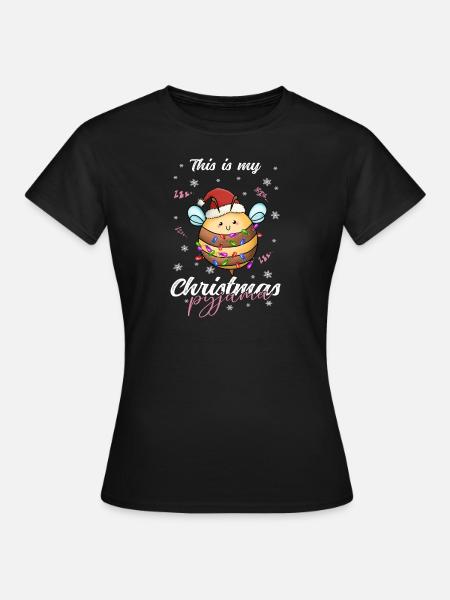 Biene Pyjama Weihnachten Schlafen - Frauen T-Shirt - Schwarz