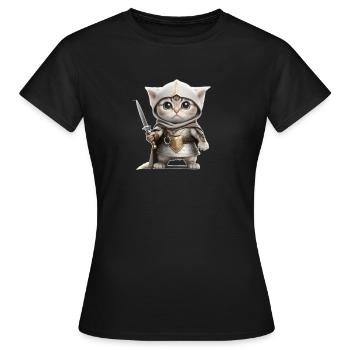 Ritter als Katze - Frauen T-Shirt - Schwarz - Vorne - AI Model Female 172 dark (172cm)