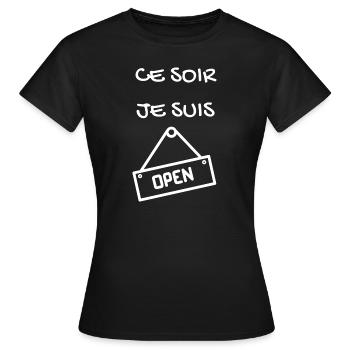 CE SOIR JE SUIS OPEN - T-shirt Femme - noir - Devant - AI Model Female 172 dark (172cm)