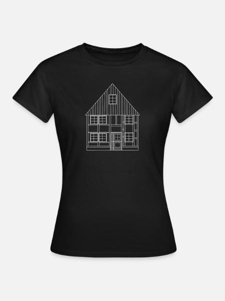 Maison à colombages - Construction de maison - T-shirt Femme - noir
