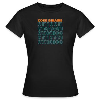 Code binaire - T-shirt Femme - noir - Devant - AI Model Female 172 dark (172cm)