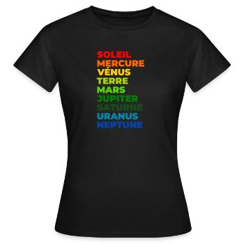 Le Système solaire - T-shirt Femme - noir - Devant - AI Model Female 172 dark (172cm)