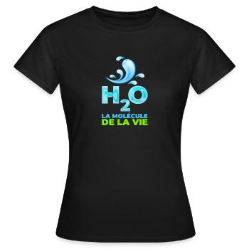 l'eau, la Molecule de la vie - T-shirt Femme - noir - Devant - AI Model Female 172 dark (172cm)