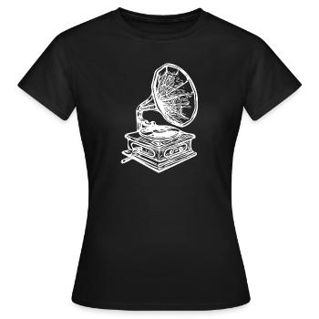 Gramophone pour jouer du vinyle analogique - T-shirt Femme - noir - Devant - AI Model Female 172 dark (172cm)