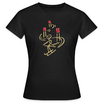 Skimännchen deux couleurs - T-shirt Femme - noir - Devant - AI Model Female 172 dark (172cm)