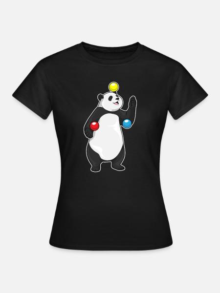 Panda Jongleur Jonglieren - Frauen T-Shirt - Schwarz