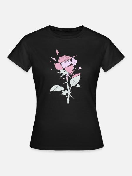 Pastellfarbene Rose Fragmente - Frauen T-Shirt - Schwarz