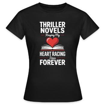  Psychologische Thriller Krimi Leser Bücherwurm - Frauen T-Shirt - Schwarz - Vorne - AI Model Female 172 dark (172cm)