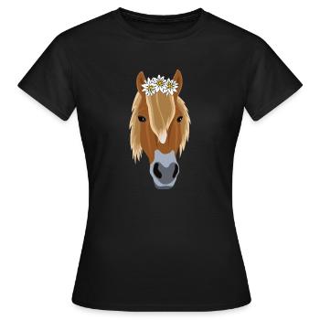 Haflinger pony riding Alps Edelweiss gift - Women's T-Shirt - black - Front - AI Model Female 172 dark (172cm)