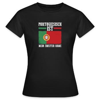 Portuguese Portugal - Women's T-Shirt - black - Front - AI Model Female 172 dark (172cm)