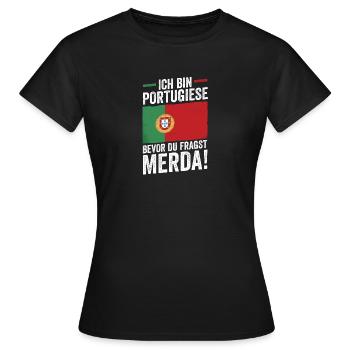 Portuguese Portugal - Women's T-Shirt - black - Front - AI Model Female 172 dark (172cm)
