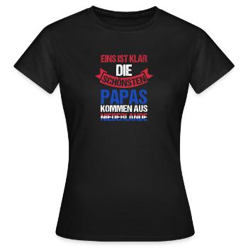 Hollande Papa Père Fête des Pères Néerlandais Néerlandais - T-shirt Femme - noir - Devant - AI Model Female 172 dark (172cm)