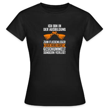 Formation Pose de Carrelage Apprenti Pose de Carrelage Auzbi - T-shirt Femme - noir - Devant - AI Model Female 172 dark (172cm)