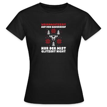 Père Noël tracteur fête de Noël agriculteur Landwi - T-shirt Femme - noir - Devant - AI Model Female 172 dark (172cm)