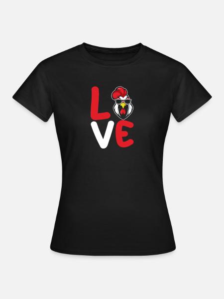 Hühner Hahn - Frauen T-Shirt - Schwarz