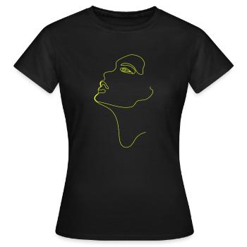 Dessin au trait silhouette féminine Visages féminins visage - T-shirt Femme - noir - Devant - AI Model Female 172 dark (172cm)