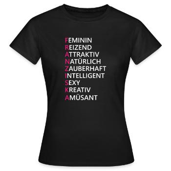 Franziska Name Geschenk - Frauen T-Shirt - Schwarz - Vorne - AI Model Female 172 dark (172cm)