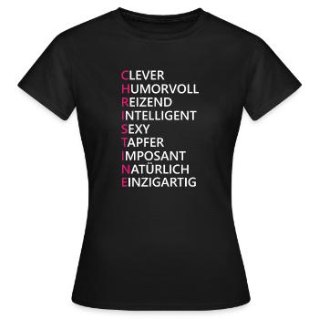Christine Name Geschenk - Frauen T-Shirt - Schwarz - Vorne - AI Model Female 172 dark (172cm)