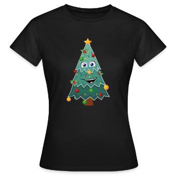 Happy Christmas Tree - Frauen T-Shirt - Schwarz - Vorne - AI Model Female 172 dark (172cm)