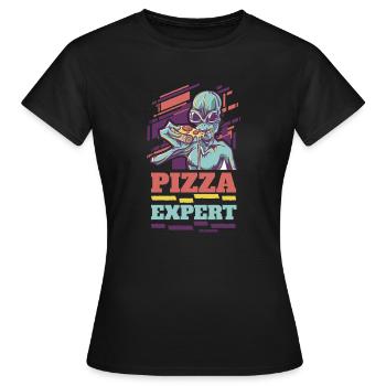 Pizza Expert Alien Space Universe - Women's T-Shirt - black - Front - AI Model Female 172 dark (172cm)