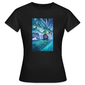 Vintage Marmorhöhlen Patagonien Chile Malerei - Frauen T-Shirt - Schwarz - Vorne - AI Model Female 172 dark (172cm)