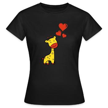 Giraffe verliebt - Frauen T-Shirt - Schwarz - Vorne - AI Model Female 172 dark (172cm)
