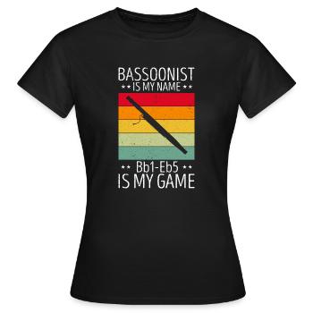 Bassoonist design for woodwind orchestra - Women's T-Shirt - black - Front - AI Model Female 172 dark (172cm)
