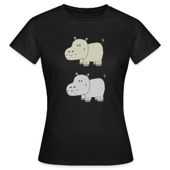 Hippopotames double - T-shirt Femme - noir - Devant - AI Model Female 172 dark (172cm)