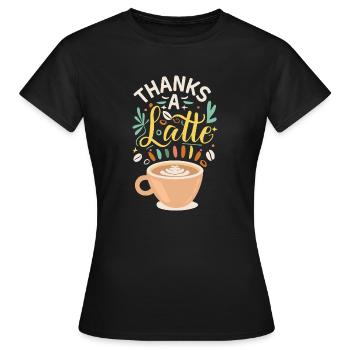 Merci A Latte - T-shirt Femme - noir - Devant - AI Model Female 172 dark (172cm)