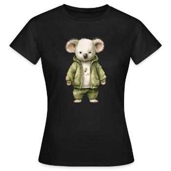 Eucalyptus enchanteur : T-shirt BounceKoala - T-shirt Femme - noir - Devant - AI Model Female 172 dark (172cm)
