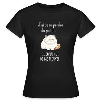 J’ai beau perdre poids il continue de me trouver - T-shirt Femme - noir - Devant - AI Model Female 172 dark (172cm)