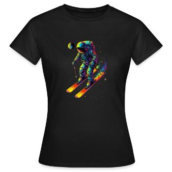 Spaceman sur les skis - T-shirt Femme - noir - Devant - AI Model Female 172 dark (172cm)