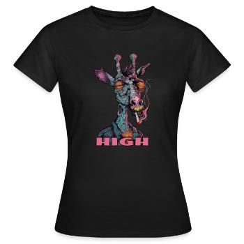 Stoner Giraffe Cannabis THC Village Kid Meilleures ventes - T-shirt Femme - noir - Devant - AI Model Female 172 dark (172cm)