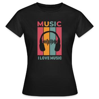 MUSIC - I Love Music Merch - T-shirt Femme - noir - Devant - AI Model Female 172 dark (172cm)