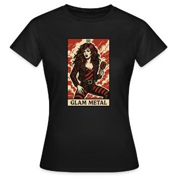 Glam Metal Tarotkarte – Heftig, auffällig und laut - Frauen T-Shirt - Schwarz - Vorne - AI Model Female 172 dark (172cm)