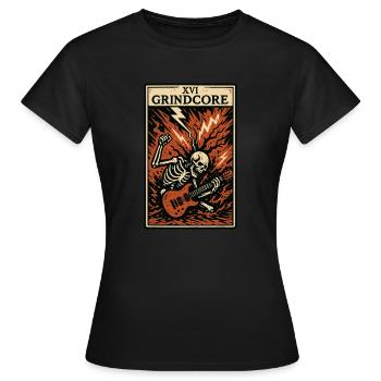 Carte de tarot Grindcore – Explosive Skeleton Shred - T-shirt Femme - noir - Devant - AI Model Female 172 dark (172cm)