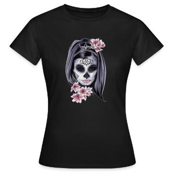 La Catrina - Jour des morts - T-shirt Femme - noir - Devant - AI Model Female 172 dark (172cm)